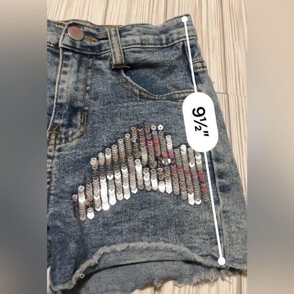 Denim and glitter cut off shorts - Picture 5 of 5